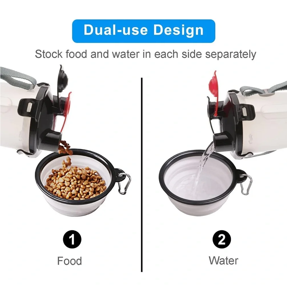 NEW in box Portable White and Black Pet Water Bottle with Collapsible Bowl